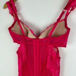 Victoria's Secret Victoria’s Secret Hot Pink Lace Mesh Corset Teddy Sz 36C Garter Straps Cutout Photo 10