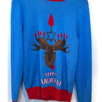 Zanygoose Unisex Hanukkah Sweater with Reindeer Design Blue Size M Photo 0