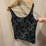 Alex Evenings Vintage 90s sparkle swirl slinky scoop neck tank top cami jersey knit holiday Photo 4