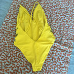 Hurley quick dry ribbed embroidered one piece swimsuit yellow embroidered cheeky Photo 5