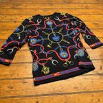 J McLaughlin Equestrian Print Long Sleeve Top Black Red Blue Yellow Size L Size L Photo 3