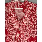 Vintage 70s Georgee Originals Button Front Red Floral Top Blouse Size Medium Photo 1