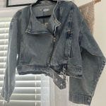 ZARA  Denim Moto Zip Up Cropped Jacket  Photo 0
