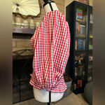 Vine & Love Red & White Gingham Milkmaid / Picnic / Puff Sleeves Top - Small Photo 5