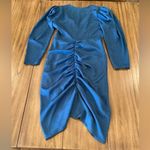 Beulah  blue Ruched v Neck 3/4 Sleeve bodycon knee mini cocktail Dress s Photo 7