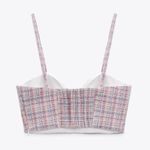 ZARA  textured tweed style corset crop top checkered pattern Photo 4
