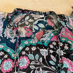 Maria Cher multicolored blouse short sleeve top ruffle sleeves small Blue Photo 3