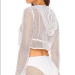 GRLFRND  Disco White Mesh Knit Beaded Hoodie sz M Photo 2