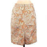Talbots | Jacquard Brocade Peach Orange Metallic Floral Pencil Skirt Size 2 Photo 2