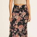 American Vintage Vintage 90s 1990s Black and pink floral print maxi skirt with polka dots Photo 0