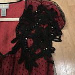 Tracy Reese Vintage Tracey Reese Red & Black Lace Polka Dot Blouse with Black Floral Detail Photo 1