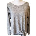 Gibson Womens Heather Gray Knit Top With Side Tie Detail Medium Photo 0