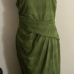 ASOS  Olive Green Textured Midi Dress Photo 0