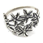Tropical Hawaiian Plumeria Ring Silver Photo 0