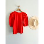 Madewell  | NWT Puff-Sleeve Tee in Bright Flame Red | Sz XXS Photo 9