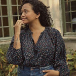 Doen Jane blouse in night songbird paisley print organic cotton viscose small Blue Photo 0