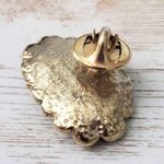 Vintage Brooch / Pin Ballou Reed Oval Shape Flower Clear Gem Antique Gold Tone Photo 3