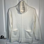 Soft Surroundings  Cowl Neck Sweater Sz S White Pull Over Patch Pockets Photo 9