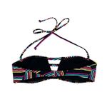 Roxy Sun Runner 3 Strap Black Multi Bandeau Bikini Top Medium Photo 3