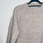 Vigoss Taupe Cream Tight Knit High Neck Blouson Sleeve Sweater Photo 2