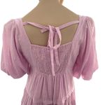 easel  Pink Babydoll Puff Sleeve Pleated Tiered Dress NWT Small Cottage Fairy Photo 4