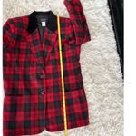Requirements Vintage Plaid Wool Blend Blazer Velvet Collar Red Black Sz 16 Photo 6