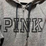 Victoria's Secret  PINK Gray Full Zup Fleece Lined Hooded Jacket Size Large Photo 3