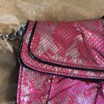 Betsey Johnson  fuchsia pink silver black patent clutch shoulder bag purse Photo 2