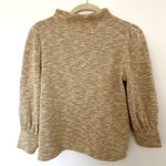 Madewell  Gathered Sleeve Mock Neck Knit 3/4 Sleeves Pullover Heather Tan Top S Photo 0