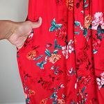 Torrid Size 2X red floral lace-up neck mini skater dress in gauze fabric Photo 4