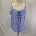 Torrid Striped Blue and White Poplin Lace Up Corset Tank Top Size 1X Photo 1