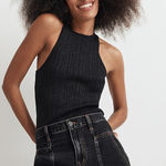 Madewell NWT The Signature Shimmer Knit Cutaway Sweater Tank in Vapor Gray Photo 9