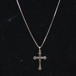 Source Unknown Vintage  Holy Cross Silver Tone Snake Chain Round Spring Clasp Necklace Photo 1