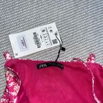 ZARA  Pink White Floral Snap Button Closure One Piece Corset Bodysuit Sz Sm Photo 4