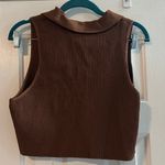Aritzia Babaton Sculpt Knit Polo Top Epicurean Brown Ribbed Women’s XXL Stretchy Photo 7