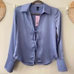 Princess Polly NWT Satin collared tie front top Photo 1