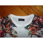 ZARA snake and jungle flowers shoulder white t shirt L retro boho emo Photo 1