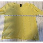 Eileen Fisher Yellow Linen V Neck Long Sleeve Pullover Sweater Medium Photo 4