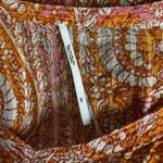 Anthropologie Terra Shirred Blouse Metallic Accent Tassel Tie Shoulder XS Orange Photo 1