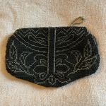 Vintage Art Deco beaded evening clutch coin purse floral sequins Black Photo 1