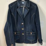 Women’s Bass Jeans Denim Dark Blue LS Jacket Tailored‎ Fit Size Large Photo 1