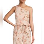 Antonio Melani  Pink‎ Floral One Shoulder Jumpsuit Linen Blend Belted Size 10 New Photo 2
