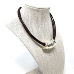 Sterling Silver , brown leather cording choker Photo 4