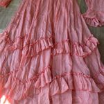 Free People   Maxi Dress Peach Sparkle Pink Ruffle Boho Gown NWT $350 S  Photo 5