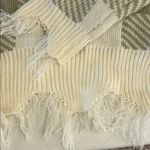 Polly & Esther  V-Neck Checkered Cropped Sweater - Olive and Cream Photo 4