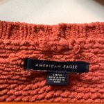 American Eagle  Cable Knit Rust Burnt Orange Crochet Crewneck Sweater Fall‎ S Photo 2