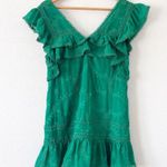 Tularosa Lindsay Ruffled Double V-Neck Mini Dress in Green Photo 7