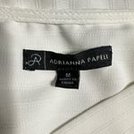 Adrianna Papell Solid Textured Stripe Tunic Women's Med White Long Sleeve V-Neck Photo 6