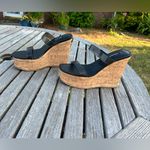 Nine West New Rapps size 8.5 Black Cork Wedge Chunky Sandals y2k summer jelly Photo 3