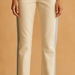 Ann Taylor LOFT Size 8 White Jeans with Light Blue Stripes Photo 0